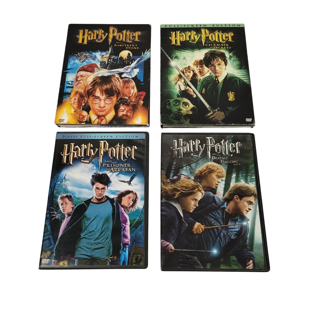 Harry Potter DVD Movie Lot of 4 Sorcerers Stone Chamber Azkaban Deathly Hallows